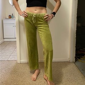 Chartreuse green Juicy Couture velour track pants